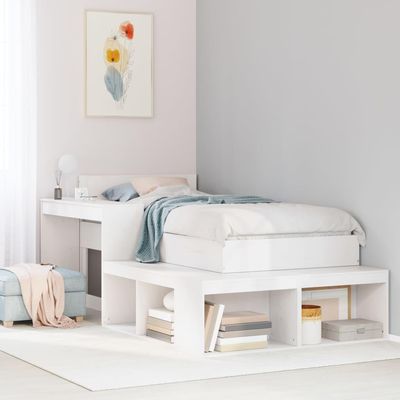 NQJIBUE Home Garden Bedside Cabinet with Desk, White, 222 x 122 x 75 cm, Solid Pine