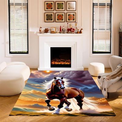 KIDSLOVE Horse Cartoon Rug for Kids, Brown, 80 x 160 cm