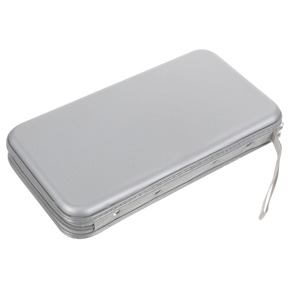 CD Case with Zipper for 80 CDs, Lightweight Silver Plastic Case