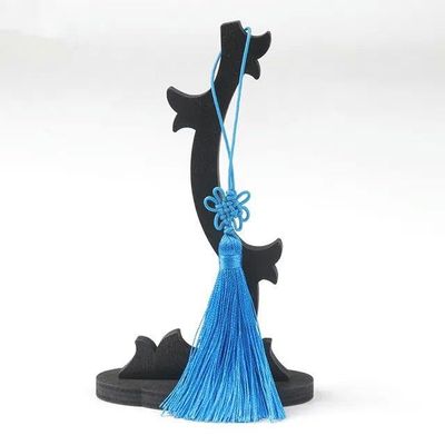 10-Piece Chinese Knot Silk Tassel Fringe Trim, Light Blue