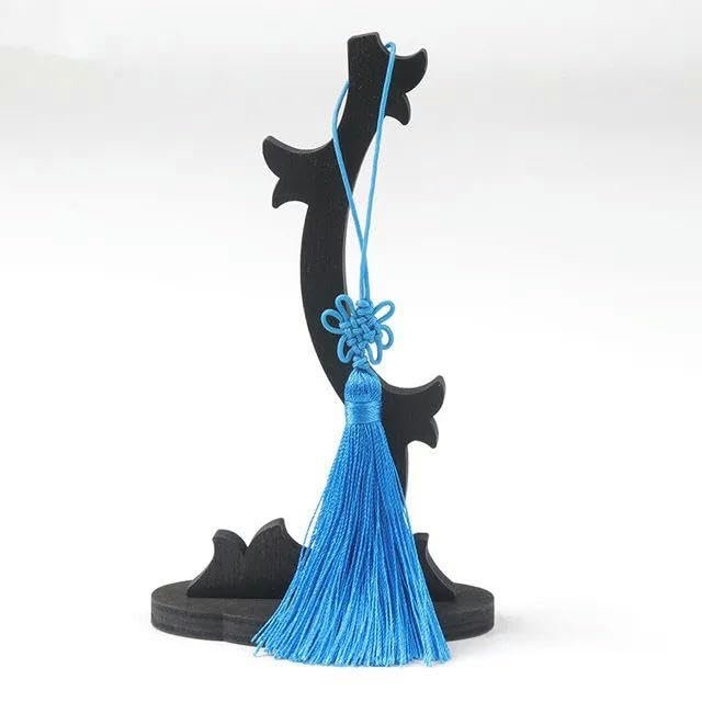 10-Piece Chinese Knot Silk Tassel Fringe Trim, Light Blue