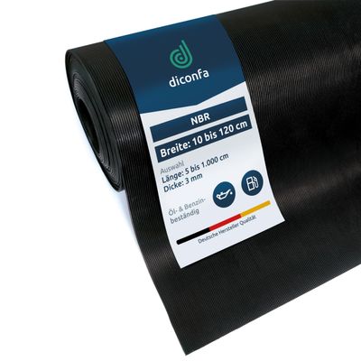 diconfa Fine-Ribbed NBR Rubber Mat, 3 mm, 1.1 m x 8.5 m