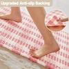 TYUU Waffle Bath Mat, Boho Bathroom Rug, Non-Slip, Washable, Absorbent, Quick-Drying, Pink and White, 122 x 61 cm view 4