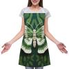 TPDHJK Adjustable Unisex Bib Apron, White, Moth Print, Polyester, with Pockets view 3