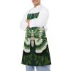 TPDHJK Adjustable Unisex Bib Apron, White, Moth Print, Polyester, with Pockets view 4