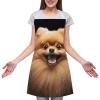 TPDHJK Adjustable Unisex Bib Apron with Pomeranian Print and Pockets view 3