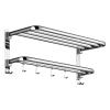 No-Drill Double 90° Foldable Towel Bar with 5 Hooks view 1