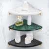 Gold-Tone Marble and Brass Corner Shower Shelf, Wall-Mounted view 2