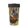 Kingww Travel-Friendly Insulated Coffee Mug with Squirrel Motif, Reddish Brown, Retractable Handle, Holds up to 500 ml view 1
