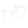 IWOWHERO 2-Piece Golden Cat Ear Rhinestone Headbands view 1