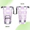 Amooorous Checkered Cross-Body Water Bottle Holder, Light Purple and White view 3