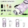 Amooorous Checkered Cross-Body Water Bottle Holder, Light Purple and White view 4