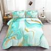 Duvet Cover Set 260 x 220 cm, Abstract Turquoise Marble, Soft Green Microfiber, 3-Piece view 1