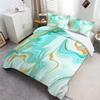 Duvet Cover Set 260 x 220 cm, Abstract Turquoise Marble, Soft Green Microfiber, 3-Piece view 2