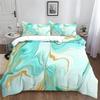Duvet Cover Set 260 x 220 cm, Abstract Turquoise Marble, Soft Green Microfiber, 3-Piece view 3