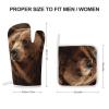 Grizzly Bear Oven Mitt and Pot Holder Set, Heat-Resistant Kitchen Gloves with Hanging Loop view 2