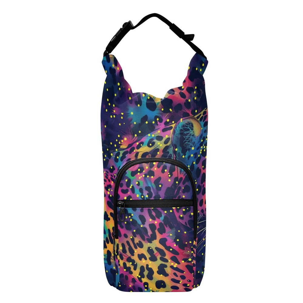Amooorous Water Bottle Holder with Rainbow Glitter Leopard Print, Adjustable, Insulated, for Hiking, Fits 590 ml, 680 ml, 907 ml, and 1,134 ml Bottles