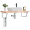 Wall-Mounted Steel and Solid Beech Wood Basin Shelf view 1