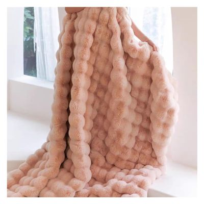 DAO-UPPSE Faux Rabbit Blanket for Adults, Pink, 130 x 160 cm (51 x 63 in)