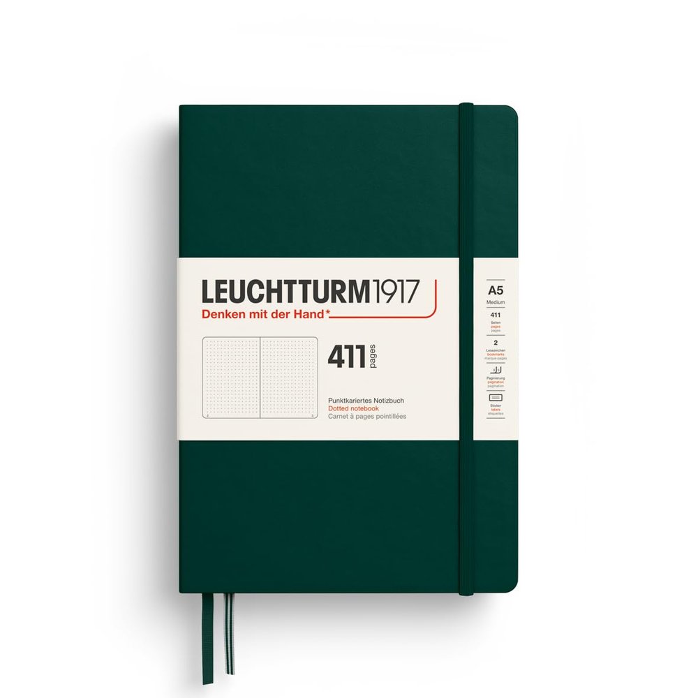 LEUCHTTURM1917 Medium A5 Hardcover Notebook, 411 Numbered Pages