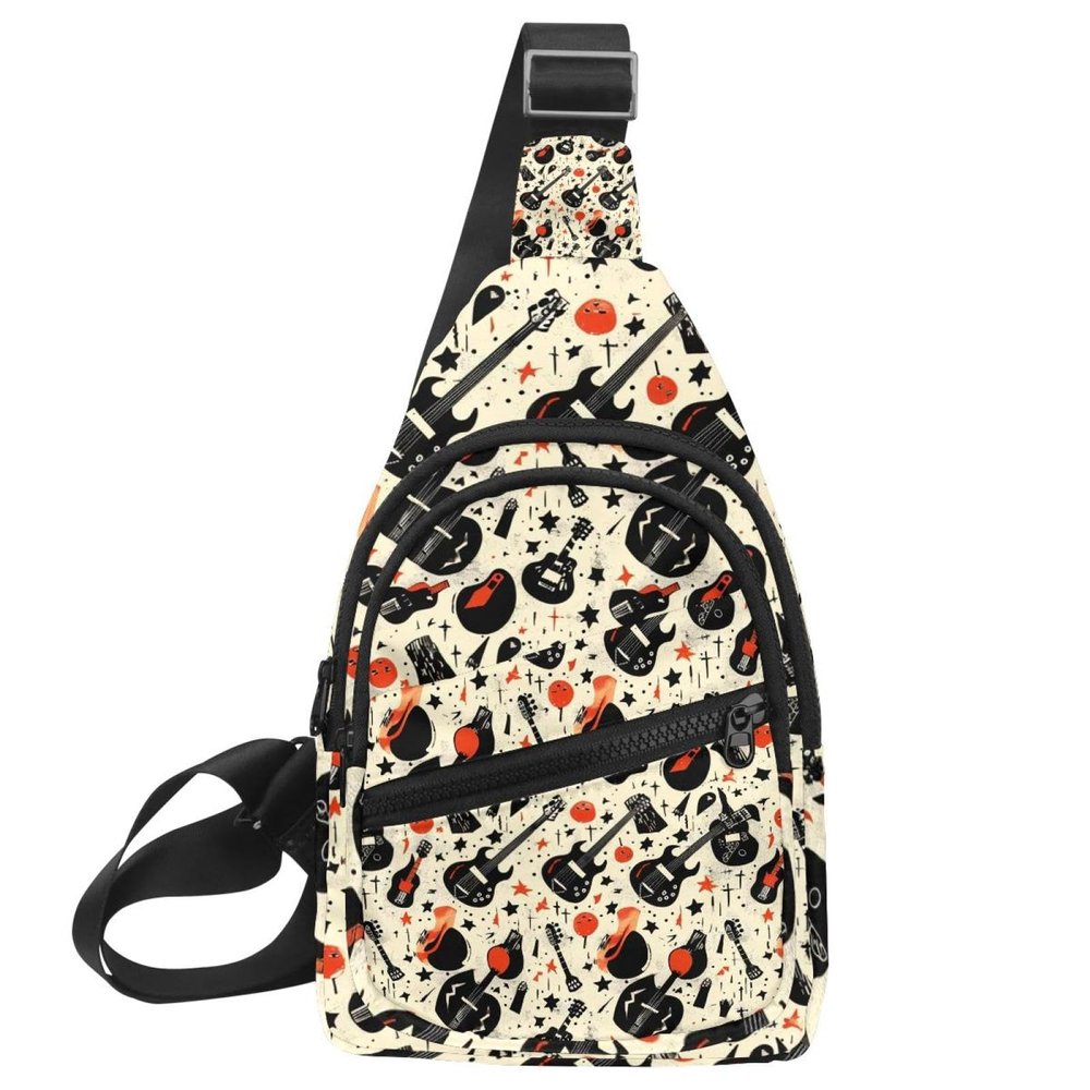 KengjuTesu Cartoon Electric Guitar Crossbody Waist Bag, Multicolor, One Size