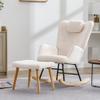 Ymkua White Rocking Chair with Ottoman, 65 x 82 x 94 cm view 2