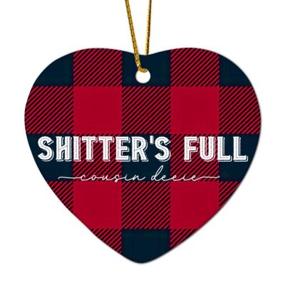 2024 Christmas Ornament, “Shitter's Full Cousin” Ceramic Heart, 7.6 cm, White