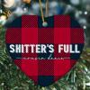 2024 Christmas Ornament, “Shitter's Full Cousin” Ceramic Heart, 7.6 cm, White view 4