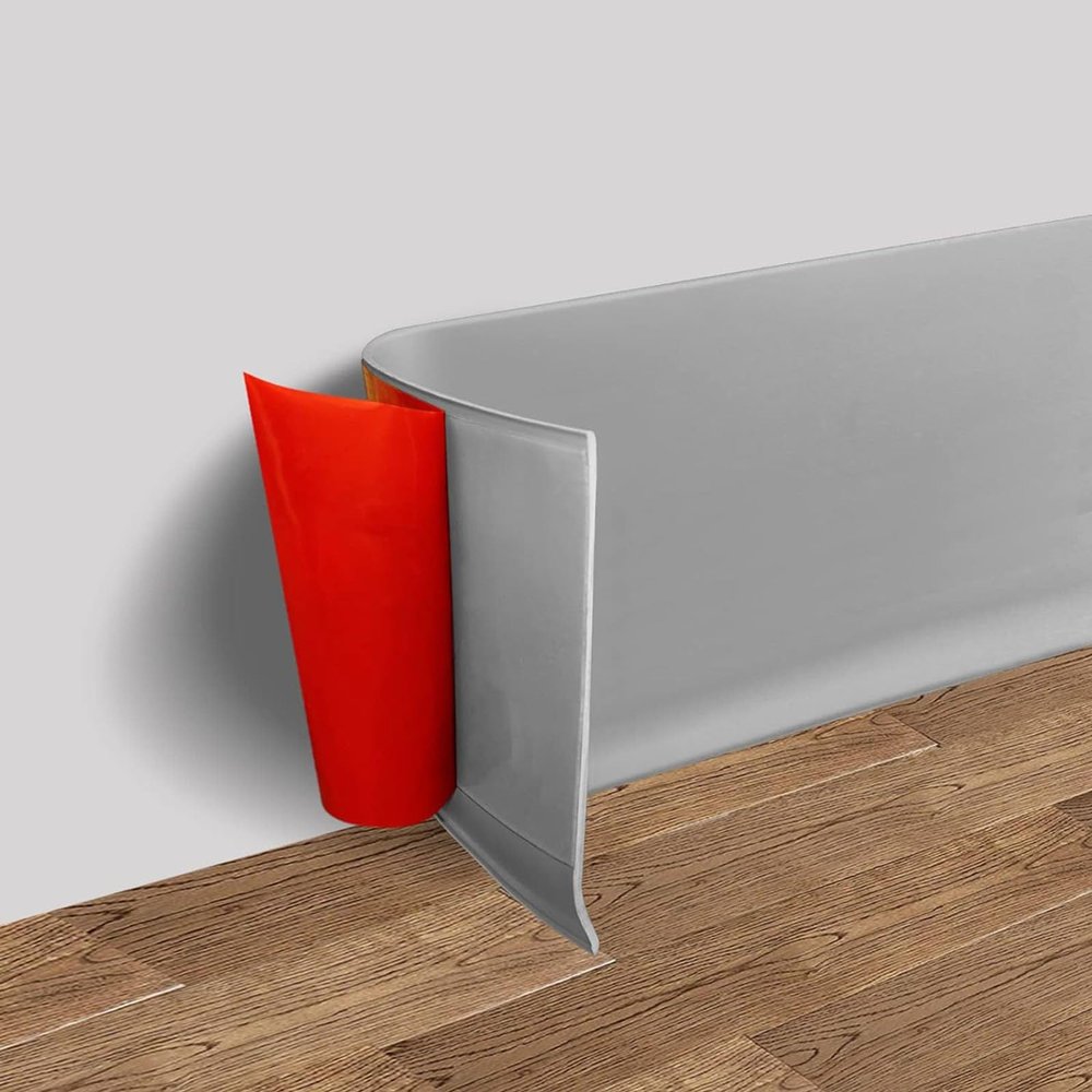 PVC Baseboard Trim, 4 m x 10 cm, Self-Adhesive, Flexible, Gray