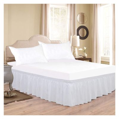 XMAIYIF Classic Thick Solid-Color Bed Skirt with Ruffles, Wrinkle- and Fade-Resistant Fabric, and Wide Elastic Band (White, Queen 150 x 200 x 38 cm)