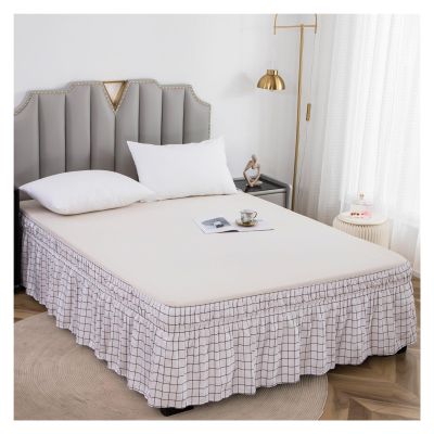 XMAIYIF Bed Skirt, Elastic Green Solid-Color Single-Bed Ruffled Bedspread Skirt (P1, XXL)