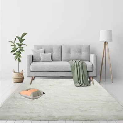 CUIMEI Shaggy Shag Area Rug, 195 x 200 cm, Cream