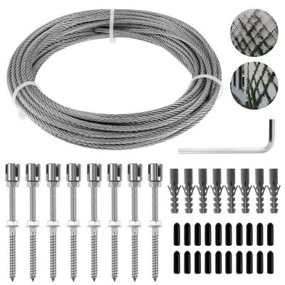 Hanured Stainless Steel Trellis for Climbing Plants, with Wall Mounts and 3 mm Cable, 8 Mounts, 12 m Cable