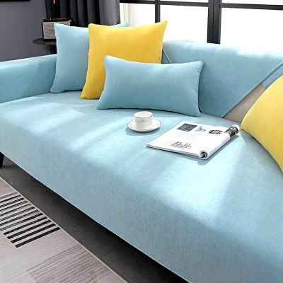 Dazzluxe Chenille Sofa Cover for L-Shaped, 1/2/3/4-Seater Sofas, Blue, 90 x 240 cm
