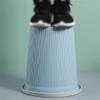 CJHFR472SG Beige Striped Plastic Wastebasket with Compression Ring, Medium view 4