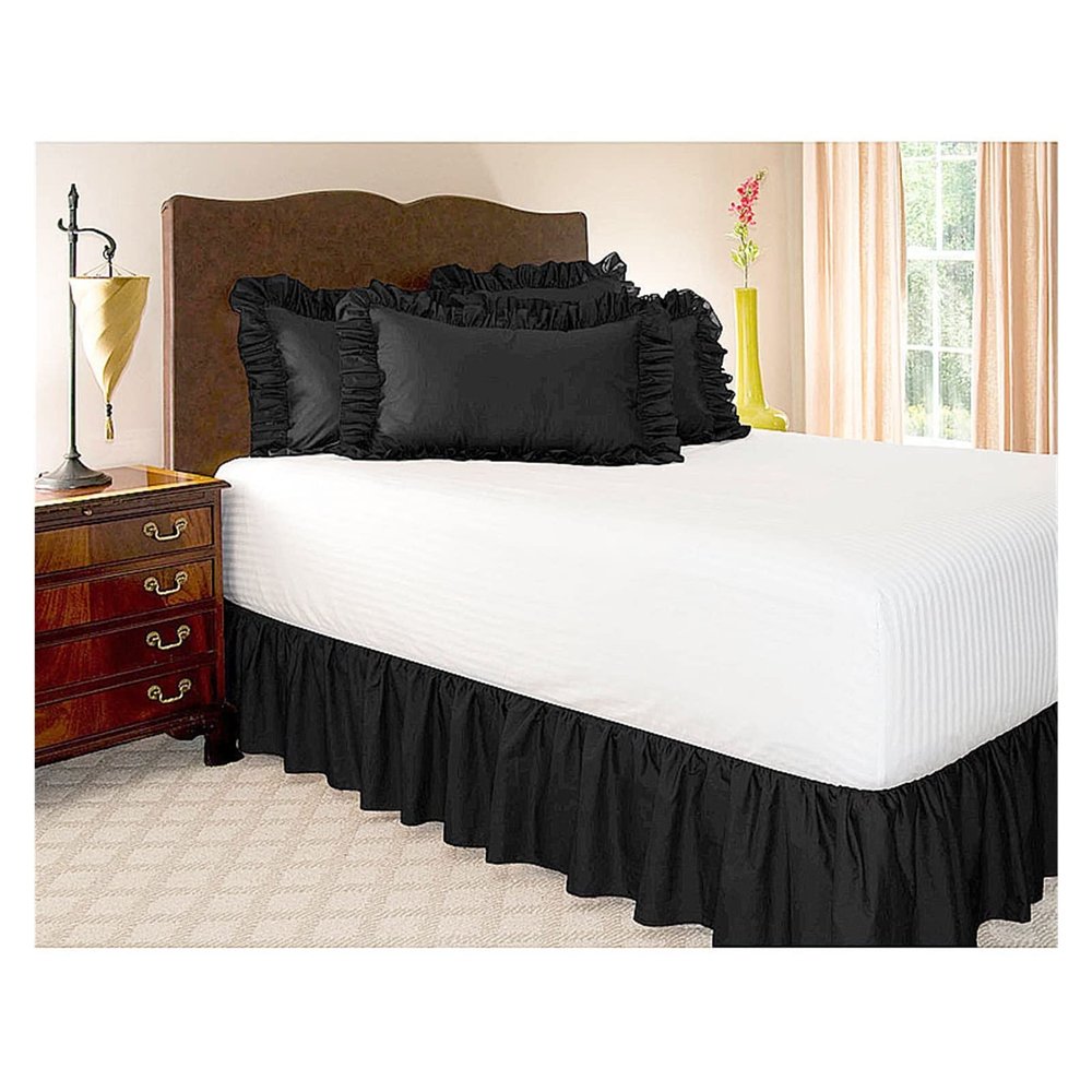 XMAIYIF Elastic Lace Bed Skirt, Black, 200 x 120 cm