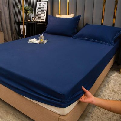 AMDXD 90 x 200 cm Solid Navy Blue Fitted Sheet for Box Spring Beds and Toppers