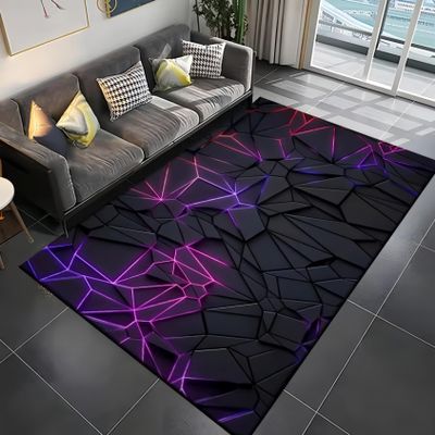 LOMDEM Gaming Rug, 3D Visual Line Light Style Decorative Carpet, Essential Floor Mat for Teens and Children, for Living Room, Bedroom, Kids' Room or Esports Room (Color 3, 100 x 150 cm)