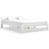 Higsose White Bed Frame 204 x 187 x 55 cm, Solid Pine and Plywood, No Mattress view 1
