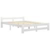Higsose White Bed Frame 204 x 187 x 55 cm, Solid Pine and Plywood, No Mattress view 3