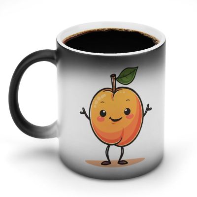 KWQDOZF Cute Peach-Print Heat-Changing Coffee Mug