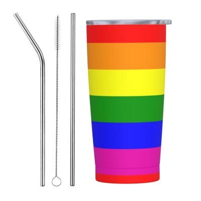 20 oz Insulated Tumbler, Rainbow Stainless Steel Travel Cup with Lid