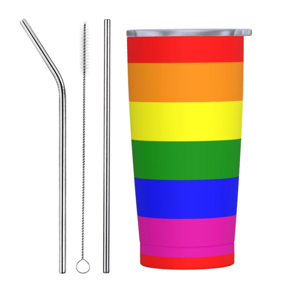 20 oz Insulated Tumbler, Rainbow Stainless Steel Travel Cup with Lid