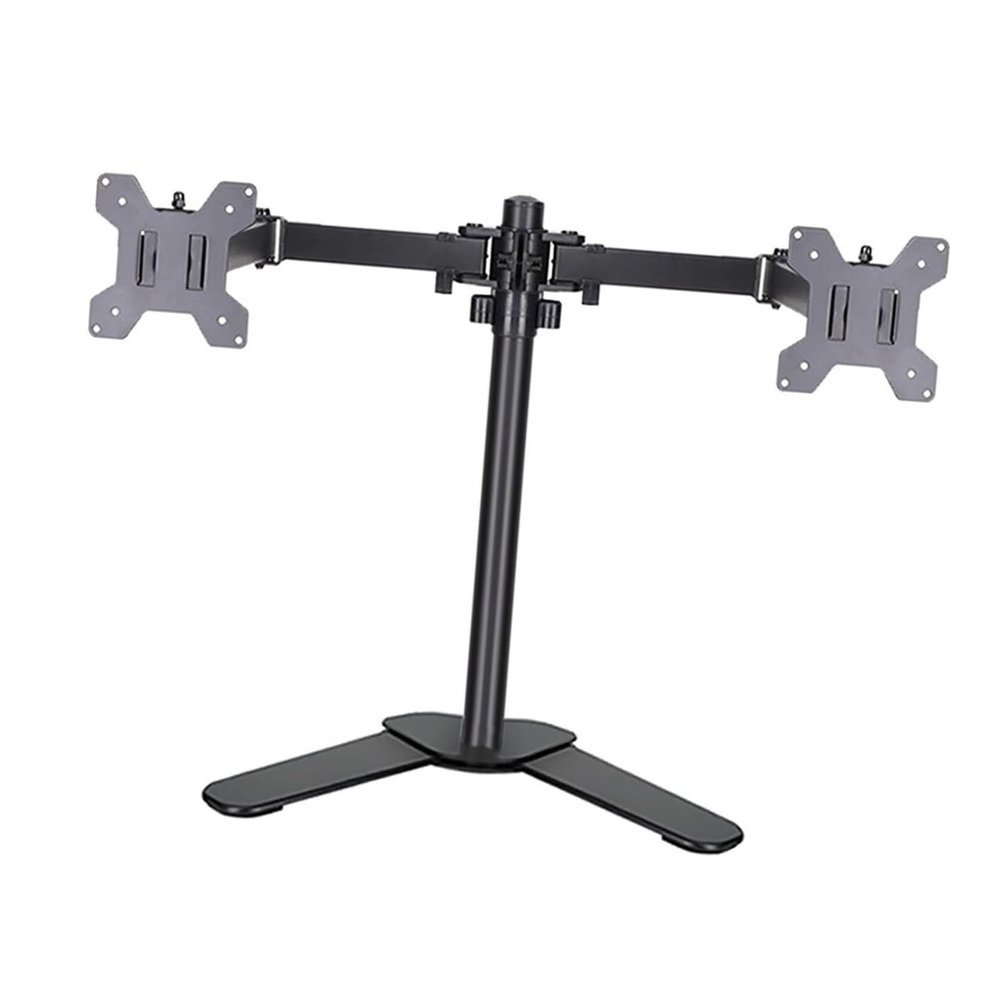 Dual-Monitor Desk TV Stand for 10–27-Inch Flat Screens, Fully Adjustable Arms, VESA up to 100 x 100 mm