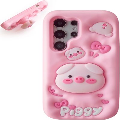 TUFTA Kawaii 3D Cartoon Silicone Pig Phone Case with Stand and Grip for Samsung Galaxy A14