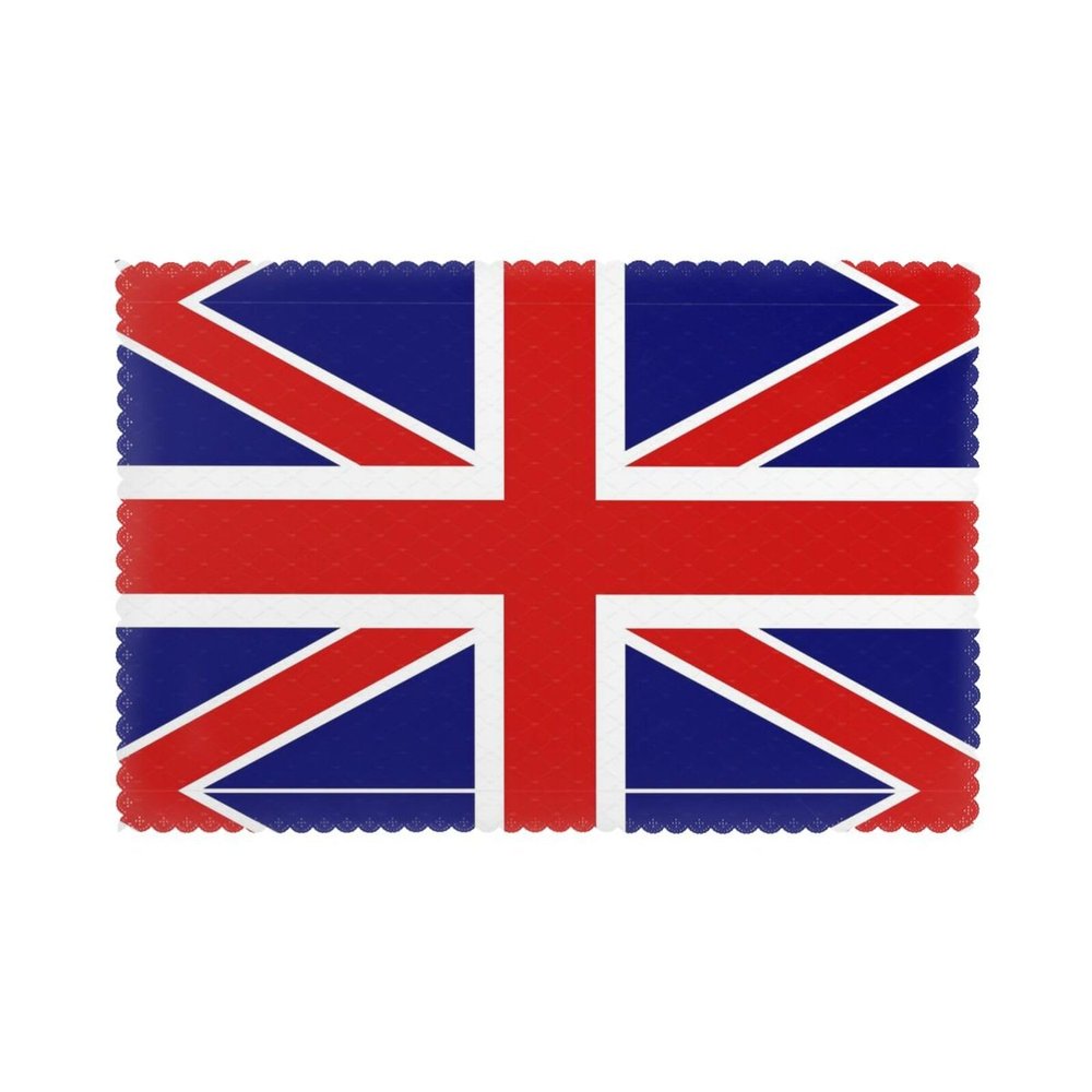 English Flag Placemats, Heat-Resistant, 6-Piece Set, Wipeable and Easy to Clean
