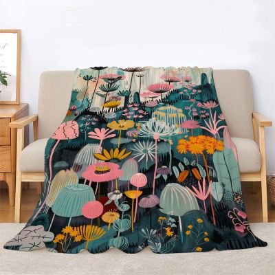 BIAFRA Plush Lotus Plant-Print Blanket, 135 x 200 cm