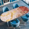 Odot Washable Elastic Oval Tablecloth with 3D Geometric Print, Gray Graffiti Art, 91 x 152 cm view 1