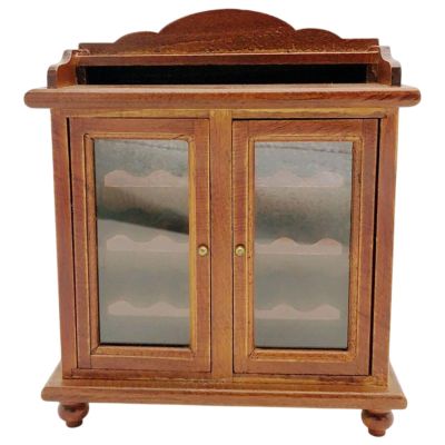 Oshhni 1:12 Dollhouse Miniature Wooden Wine Cabinet