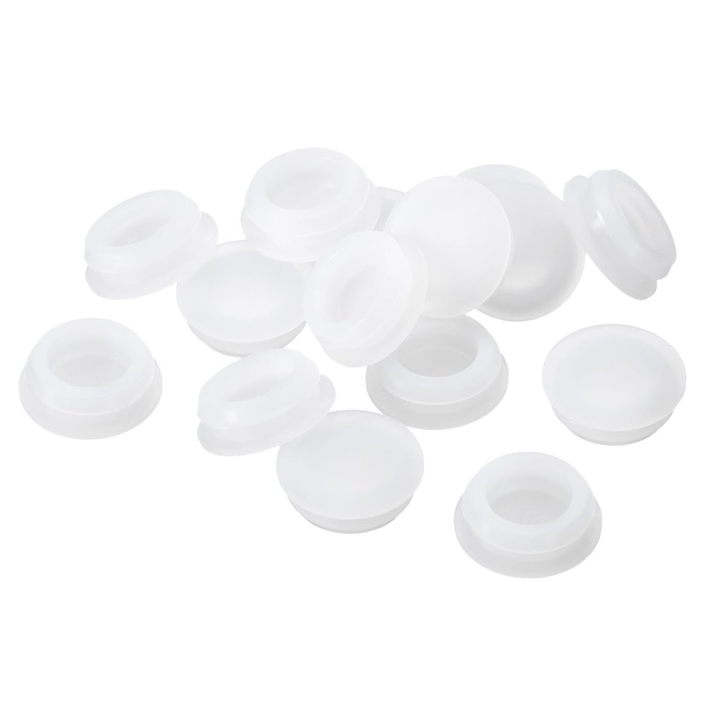 QUARKZMAN 28-Piece Silicone Plugs, Round Snap-In Hole Plugs for 14.5–15.5 mm Holes, Transparent